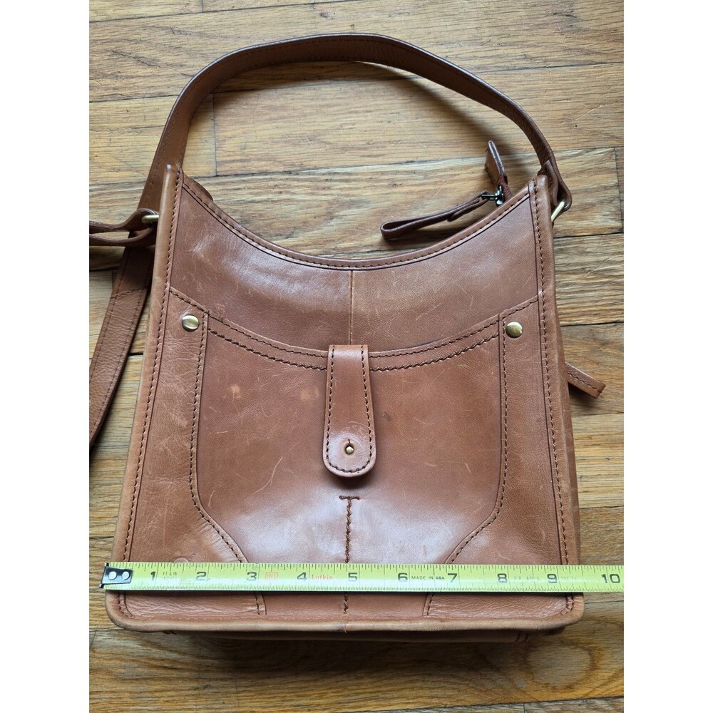 Born leather brown crossbody bag hippie bohemian adjustable strap worn leather - Picture 7 of 11